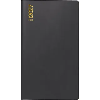 rido/idé 7012112907 Taschenkalender Mod. TM 15 2027 A6, Kunststoff, schwarz