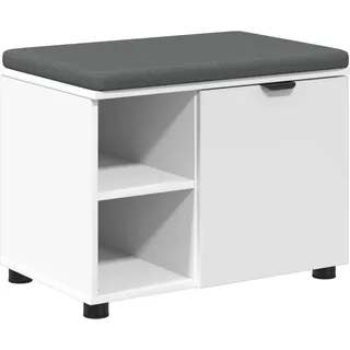 Flurbank mit Kissen mit Regal mit Speicher Weiß 60 x 38 x 46 cm - Weiß