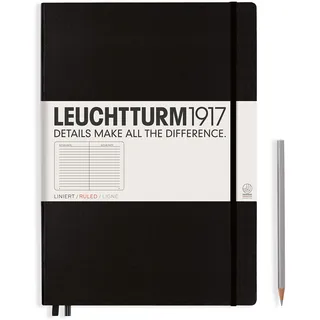 Leuchtturm1917 327150 Notizbuch Master (A4+), 233 Seiten, liniert schwarz