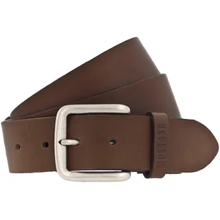 MUSTANG Ledergürtel Klassische Dornschließe in leichter Used-Optik, 4 cm, braun