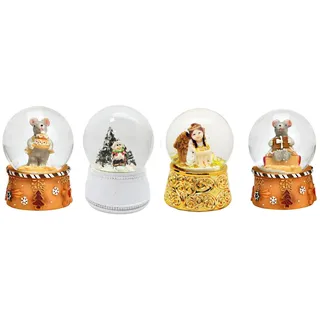 4er Set süße Mini-Schneekugeln Nostalgie Weihnachtsmäuse Engel Schneemann Weihnacht, Durchmesser 45mm mit Luftblase * 2-181-264a-39829ab