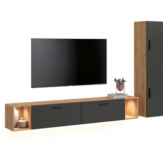 Home Affaire Schrank-Set Eneste 259 x 34 x 182 cm Grau/Schwarz