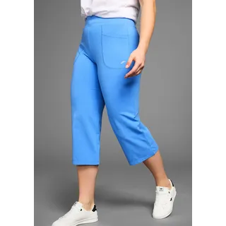 3/4-Hose FAYN SPORTS, Damen, Gr. 46, N-Gr, blau (azurblau), Single Jersey, Obermaterial: 95% Baumwolle, 5% Elasthan, bequem 3/4-Länge, Hosen 3/4-Hose, mit elastischem Bund auch in großen Größen
