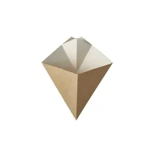 Papstar "pure" Pommes-Frites-Spitztüten mit Dip-Ecke, Pappe 19,5 cm x 16,5 cm braun/weiss Füllinhalt 100 g