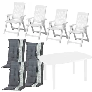 PROGARDEN Tampa/Faro Garten-Essgruppe 85 x 109 x 111 cm weiß 4 St.