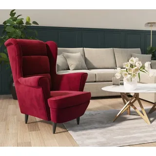vidaXL Sessel Weinrot Samt - Sessel - Wohnzimmersessel - Loungesessel - Lounge Sessel - Rot