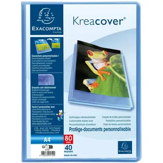 Exacompta 5742E 10x Sichtmappe aus PP 500μ mit 40 Hüllen Kreacover Chromaline, für Format DIN A4 - blau