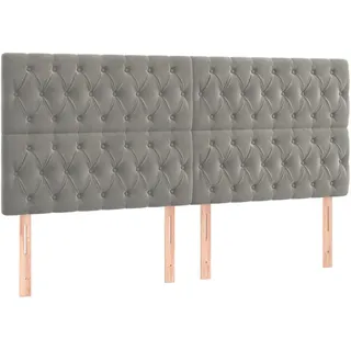 vidaXL Kopfteil Hellgrau 180 x 7 x 118/128 cm Samt - Grau