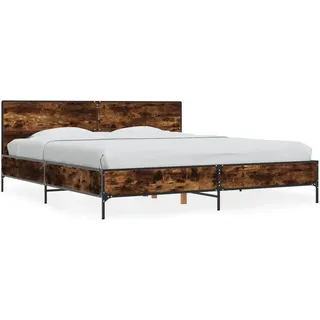 vidaXL Bettgestell Räuchereiche 180x200 cm Holzwerkstoff und Metall - Braun