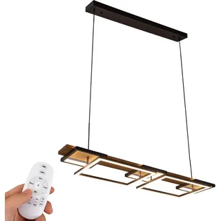 60W LED-Pendelleuchte aus Holz, rechteckige lineare Lampe mit 2 Ebenen und 5 Lichtern, dimmbar mit Fernbedienung, ideal für eine Insel oder einen Esstisch