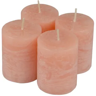 homéa Set mit 4 Stumpenkerzen D4 x H5 cm rustikal rosa