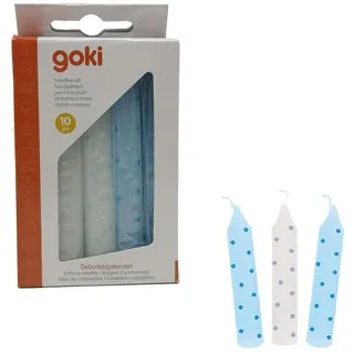 GoKi Geburtstagskerzen-Set 10 St. 10 cm blau gepunktet