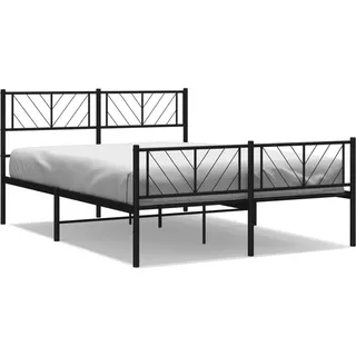 vidaXL Bettgestell mit Kopf- und Fußteil Metall Schwarz 140x200 cm - Schwarz