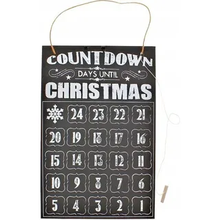 Adventstafel – Countdown bis Weihnachten – Weihnachts-Countdown mit Kreidetafel inkl. Kreide - Schwarz
