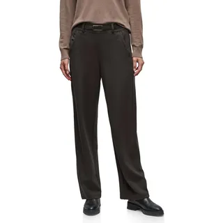 Street One Damen 3817213 Straight Leg Hose mit Detail, Darkest Brown, 42W x 30L