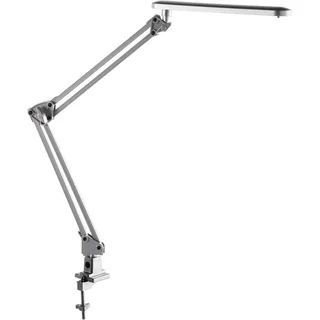 Alco-Albert - LED Schreibtischlampe mit Tischklemme 20 LEDs 7W silber | Flexible Klemmleuchte mit stufenlos verstellbarem Arm, für Schreibtisch, Werkbank und Regal