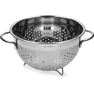Navaris Nudelsieb Edelstahl rostfrei groß - Ø24cm Seiher mit Füßen - Abtropfsieb Abgiesser Abgießsieb - Abschütthilfe aus Metall