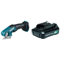 Makita CP100DZ Akku-Universalschere (Ohne Akku, Ohne Ladegerät), Petrol, (L x B x H) 291 x 66 x 120 mm - 10,8 V & 197396-9 BL1016 Li-Ion-Akku / 632F59-1, 12 V 1.5 Ah