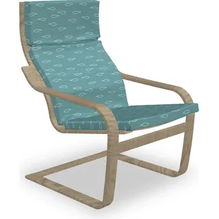 ABAKUHAUS Welle Poäng Sessel Polster, Seetiere Ruhe-Gekritzel-Kunst, Sitzkissen mit Stuhlkissen mit Hakenschlaufe und Reißverschluss, Weiß und Blass Teal - Weiß