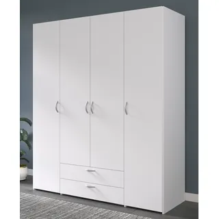 Kleiderschrank "Enjour" in weiß Drehtürenschrank 4-türig 160 cm, 6 Wäschefächer - Weiß