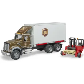 Bruder 02828 - Mack Granite UPS Logistik-LKW mit Mitnahmestapler 1:16