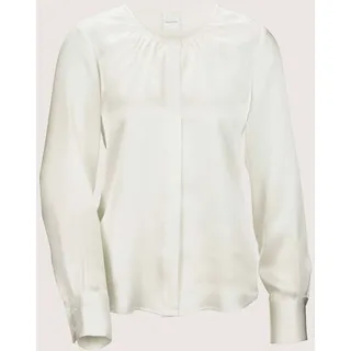 Langarmbluse MADELEINE "Bluse Elegante Seidenbluse mit verdeckter Knopfleiste", Damen, Gr. 46, weiß (wollweiß), Obermaterial: 100% Seide silk., Modern, normal, Blusen Langarmbluse