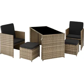 Tectake Rattan Sitzgruppe 5-tlg. Natur