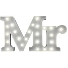 MARQUEE LIGHTS LED Dekolicht »Mr«, 24 flammig, Leuchtmittel LED-Modul   LED fest integriert, Wandlampe, Tischlampe Mr mit 24 festverbauten LEDs - 71x38 cm, weiß