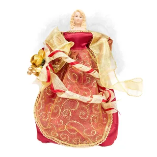 The Christmas Workshop Die Weihnachtswerkstatt 81840 Engel Christbaumspitze / 30 cm hoch/Gold und Rot/Innendeko für Weihnachten