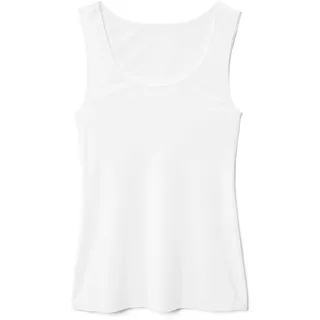 CALIDA Damen Unterhemd Natural Luxe, weißes Tank-Top aus Lyocell und Elastan, nahtlose Abschlüsse mit Rundhalsausschnitt, Größe: 32/34