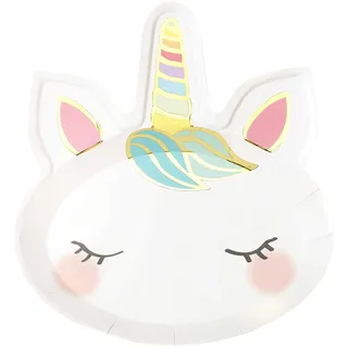 8 Einhorn Party Pappteller von Talking Tables. Geburtstag, Babyfeier, Kostümparty, Märchenparty. 8er Pack, Papier, UNICORN-PLATE-FACE