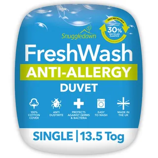 Snuggledown Freshwash Allergiker-Bettdecke, 13,5 Tog Winter Warm, Baumwolle, weiß, Einzelbett