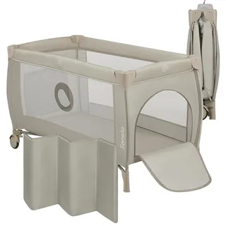 lionelo Stefi Plus Reisebett bis 15 kg Babybett Kinderreisebett mit Matratze Seitlicher Eingang mit Reißverschluss Hochwertige Schaumstoffmatratze