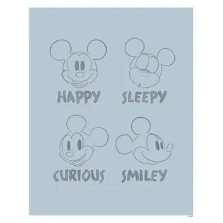 Bild KOMAR "Mickey Blue Emotions", blau (farbe bild(er): blau, schwarz), B:40cm H:50cm, Holz, Papier, Bilder, Bild, Wandbild zur Dekoration im Kinderzimmer - ohne Rahmen
