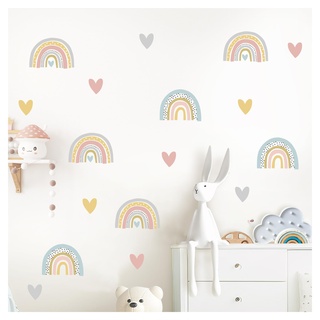 Little Deco Wandsticker viele Regenbogen mit Herzen Wandtattoo Kinderzimmer Set Wandaufkleber Babyzimmer Mädchen Aufkleber Schlafzimmer Wanddeko DL997-04