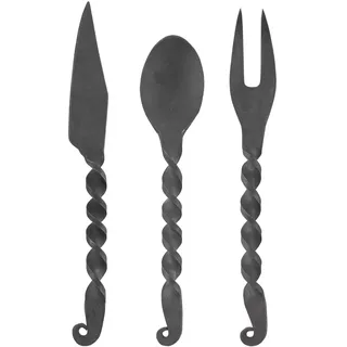 Battle-Merchant Geschmiedetes Essbesteck 3-teilig | Messer, Gabel, Löffel, Dekoration, Accessoire, Besteck, Reenactment, LARP, Mittelalter, Wikinger