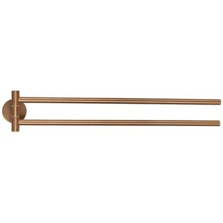 Tesa Moon Bronze Handtuchhalter 2-armig in gebürsteter Bronze - Selbstklebende Handtuchstange aus PVD-beschichtetem Metall - ohne Bohren, inkl. Klebelösung - 50mm x 84mm x 456mm