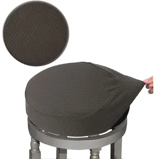 BUYUE Barhocker Hussen, Luxus Stoff Durchmesser 40-45cmRunde Knitter-resistente Dehnbare waschbar staubdicht Hocker Sitzbezug, L-braun-1 Stück