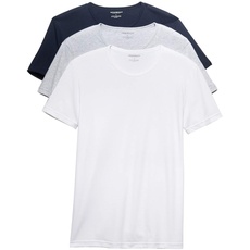Emporio Armani Herren T-Shirt aus Baumwolle mit Rundhalsausschnitt Unterhemd, Grau/Weiß/Marineblau, Groß (3er Pack)