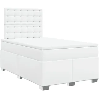 vidaXL Boxspringbett mit Matratze Weiß 120x190 cm Kunstleder - Weiß