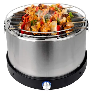 blitzschneller raucharmer Holzkohlegrill mit Tasche Tischgrill Barbecue BBQ Grill Edelstahl BG-100-Inox-Big