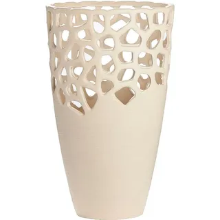 GILDE Tischvase »Bologna, Dekovase mit Cut-Outs«, (1 St.), Vase aus Keramik, mit gekratzer Oberflächenstruktur, Höhe ca. 38 cm, beige