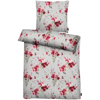 APELT Hanami Gots Floral Grau 135 x 200 cm + 80 x 80 cm