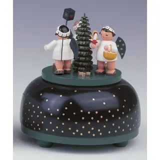 Spieldose klein Engel mit Geschenk Werk 11 cm NEU Spieluhr Musikdose Erzgebirge