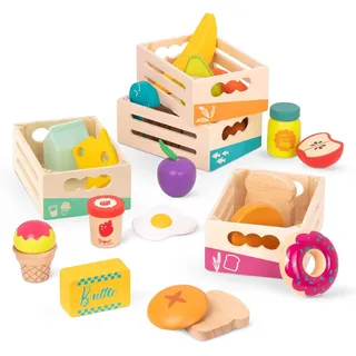 B. Toys - Little Foodie Groups - Spielzeugessen aus Holz - Lebensmittelgruppen-Kisten - 24 Zubehör für die Spielküche - Lernspielzeug für Kinder - 3 Jahre +