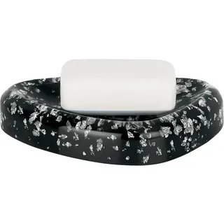 Spirella Seifenschale Steinoptik dekorative Badausstattung Seifenablage Etna Maße: 15 x 11 x 3 cm - Schwarz Glitzer