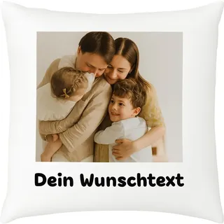 Pet-Jos Kissen mit Foto - mit Bild - Personalisiertes Kissen mit Foto Bedrucken Lassen und Wunschtext, Zierkissen Foto Bild Geschenk, Personalisiertes Fotokissen - 30 x 30 cm