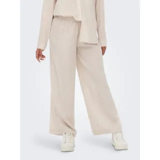 Only Schlupfhose ONLTOKYO – Sommerhose mit Leinen und elastischem Bund gerade Form, casual, Web, Viskosemischung beige XS (34)