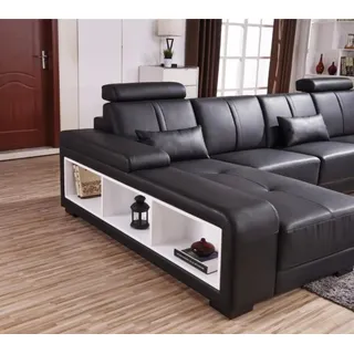 XXL BIG Wohnlandschaft U Form Ecksofa Sofa Couch Polster Garnitur Leder Neu - Schwarz