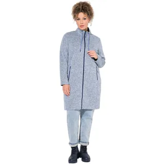 Ulla Popken Damen große Größen Übergrößen Plus Size Strickfleecejacke, Stehkragen, lang, Zipptaschen himmelblau 42+ 837204719-42+